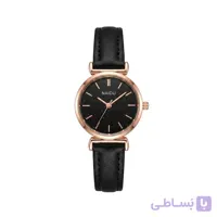 ساعت مچی عقربه ای زنانه نایدو مدل مینیمال اکلیلی چرم مشکی کد 904