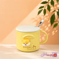ماگ درب دار سرامیکی طرح حیوان کد 0024
