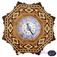 ساعت دیواری خاتم‌کاری اصل اصفهان قاب میناکاری ۵۰ سانتی‌متر کد 303
