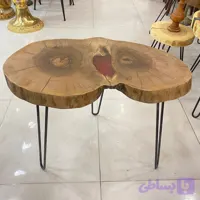 میز عسلی چوب گردو و رزین قرمز