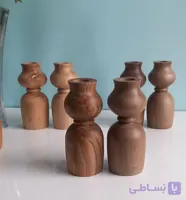 شمعدان چوبی دوتایی طرح لاله