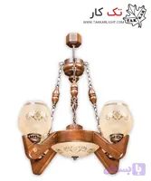 لوستر چوبی 4 شعله مدل عدسی‌خور(طرح نایک)