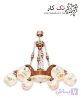 لوستر چوبی 6 شعله مدل لاله