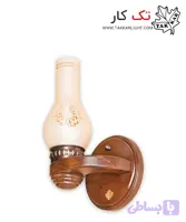 چراغ دیواری چوبی تک شعله طرح نیلوفر