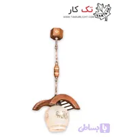 چراغ آویز چوبی 1 شعله طرح حصیری