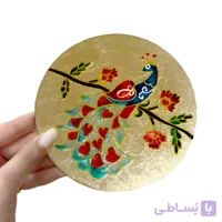 بشقاب دیوارکوب لوکس ورق طلا طرح پرنده 14 سانتی کد 956