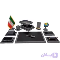ست لوازم اداری رو میزی طوسی - مشکی مجموعه ۱۱ عددی
