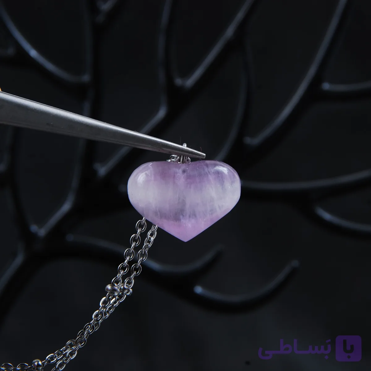 گردنبند قلب فلوریت طبیعی یاسی 10.45گرم