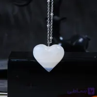 گردنبند عقیق سلیمانی سفید مدل قلب 15.23گرم (استیل رنگ ثابت )