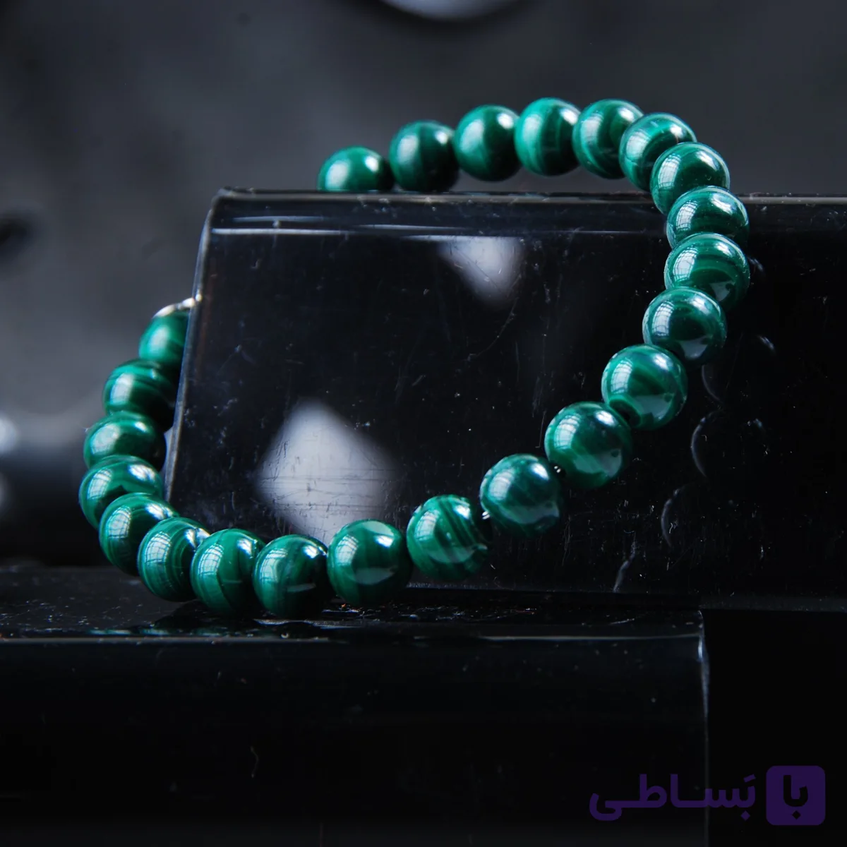دستبند سنگ طبیعی مالاکیت (Malachite) اصل سایز 8