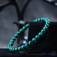 دستبند سنگ طبیعی مالاکیت (Malachite) اصل سایز 6 (کش)