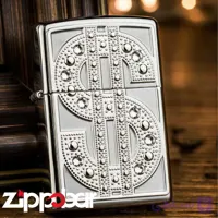 فندک زیپو اصل کد 20904 طرح دلار برجسته | Zippo 20904 Bling Emblem Original