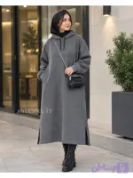 هودی بلند زنانه کلاه‌دار فوتر کد 9359