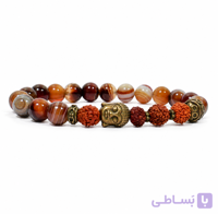 دستبند سنگ عقیق سلیمانی و رودراکشای اصل مدل ژئومتریک