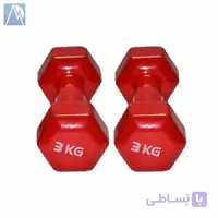 دمبل ۳ کیلویی ‍‍‍× 2 عدد روکشدار شش ضلعی