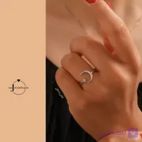 انگشتر نقره زنانه ماه و ستاره نگین دار مدل لونیس عیار 925 کد 1937
