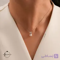 گردنبند نقره دخترانه فانتزی خرگوش مرواریدی مدل لونا بانی عیار 925 کد 1922