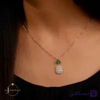 گردنبند نقره دخترانه آناناس سنگی مدل نگین استوایی عیار 925 کد 1891