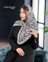 روسری نخی سیا اسکارف قواره صد دور دوخت با کیفیت بالا