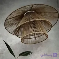 لوستر حصیری رافیا مدل مخروطی سه طبقه