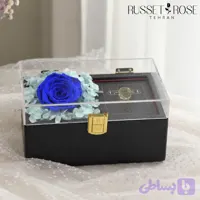باکس موزیکال صندوقی چرمی رز جاودان آبی کاربونی با هورتانسیا