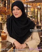 روسری کنفی پولکدار مشکی R10680