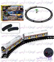 قطار مترو ریل دار 2 واگن موزیکال چراغ دار باتری خور 15 قطعه