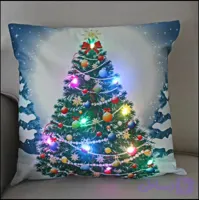 کاور کوسن چراغدار LED کریسمس با روکش مخمل وارداتی