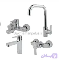 ست شیرآلات کسری مدل امگا رنگ کروم مجموعه ۴ عددی