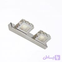 چراغ دیواری کریستالی SMD روشا مدل مستطیل کد A34 دو شعله کروم