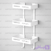 قفسه حمام تی بی کو مدل وسط صفحه ای تسمه پهن دیواری آلومینیومی سه طبقه سفید