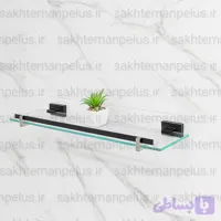 اتاژور شیشه ای جلوی آینه ای دیواری سرویس بهداشتی و حمام مشکی مات