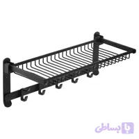 رخت آویز حمام 60 سانت 10 قلاب تاشو دیواری آلومینیومی تی بی کو