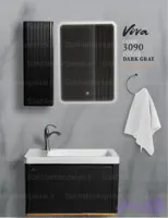 روشویی کابینتی ویوا سایز ۷۳ کد ۳۰۹۰ سنگ کورین (titivit) با آینه بک لایت تاچ به همراه باکس آینه