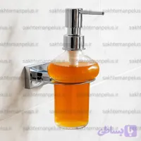 جای مایع شیشه ای دیواری سرویس بهداشتی و حمام کروم براق پایه فلت ضد زنگ