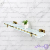 اتاژور شیشه ای جلوی آینه ای دیواری سرویس بهداشتی و حمام طلایی براق