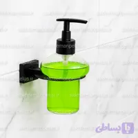 جای مایع شیشه ای دیواری سرویس بهداشتی و حمام پایه فلت ضد زنگ مشکی مات