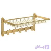 رخت آویز حمام 60 سانت 10 قلاب تاشو دیواری آلومینیومی طلایی تی بی کو