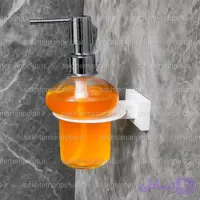 جای مایع شیشه ای دیواری سرویس بهداشتی و حمام سفید پایه فلت ضد زنگ