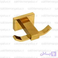 قلاب آویز حوله دو شاخه دیواری گریت طلایی براق ضد زنگ
