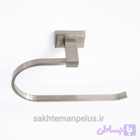 جای حوله گرد دیواری(آویز حوله )پایه فلت مدل جی کروم مات (استیل خشدار)
