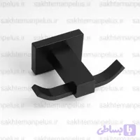قلاب آویز حوله دو شاخه دیواری گریت مشکی مات ضد زنگ