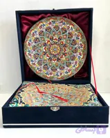 پک هدیه بشقاب مینا سفال با ترمه