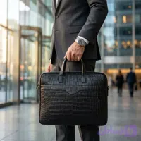 کیف اداری چرم طبیعی گاوی کروکو مدل دور زیپ