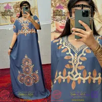 پیراهن ماکسی عربی آستین کوتاه گلدوزی 049