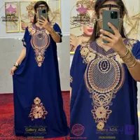 پیراهن ماکسی عربی آستین کوتاه گلدوزی 047