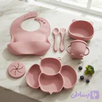 ست ظرف سیلیکونی 8 تکه کودک آلگو Algo پروانه صورتی