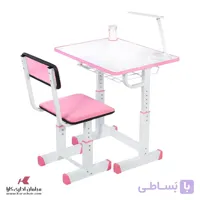 میز تحریر دخترانه نوجوان با صندلی پارچه ای صورتی