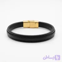 دستبند چرم طبیعی مدل آناویز چرم (مشکی)