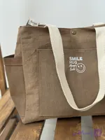 توت بگ پارچه ای جین |طرح smile ❌ارسال فوری❌